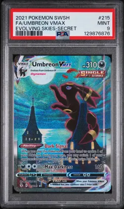 2021 POKEMON SWORD & SHIELD EVOLVING SKIES SECRET FULL ART/UMBREON VMAX PSA 9 - Image 1