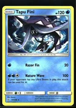 2019 Sun & Moon - Unified Minds Tapu Fini #53 Non Holo Rare Pokemon Card - Image 1