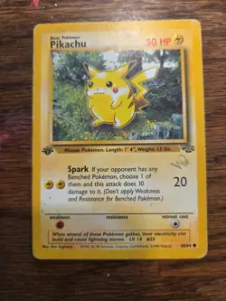Pikachu Gold W Stamp 60/64 1st Edition Jungle Duelist Promo Pokemon Card WOTC - Image 2