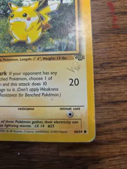 Pikachu Gold W Stamp 60/64 1st Edition Jungle Duelist Promo Pokemon Card WOTC - Image 5