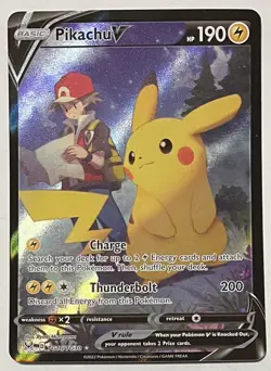 Pokemon TCG Pikachu v TG16/TG30 Lost Origin 2022 Full Art Holo Ultra Rare Card - Image 1