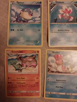 9 pokemon card lot- ryyhorn, gastrodon, shellos, ash's pikachu, goldeen, spheal - Image 2