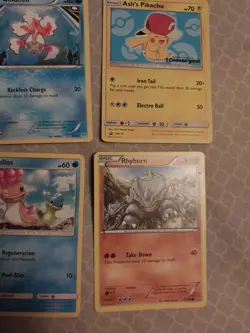 9 pokemon card lot- ryyhorn, gastrodon, shellos, ash's pikachu, goldeen, spheal - Image 4