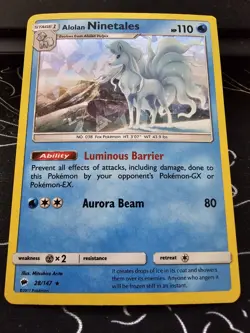 Pokemon TCG Alolan Ninetales 28/147 CRACKED ICE Holo Burning Shadows LP - Image 1