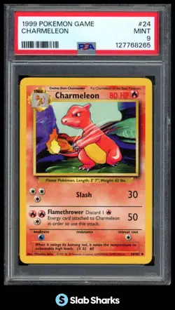 1999 POKEMON SET UNLIMITED #24/102 CHARMELEON UNCOMMON PSA 9 - Image 1