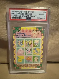 1999 Pocket Monsters Pikachu And Others Sealdass Orange Islands PSA 8 - Image 1
