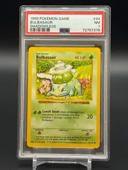 1999 Pokemon Base Set Bulbasaur Shadowless #44 PSA 7 Starter - Image 1