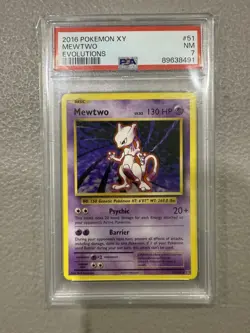 GRADED PSA 7 2016 Pokemon XY Mewtwo Evolutions #51 non holo slab - Image 1