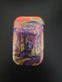 Pokemon Shrouded Fable Munkidori Mini Tin TCG Scarlet Violet Booster Pack Sealed - Image 1