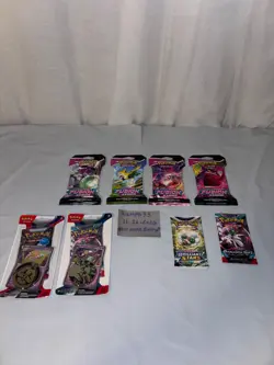 Pokemon Sword & Shield - Fusion Strike Pack Art Set 4 Sleeved Boosters + Lot - Image 1