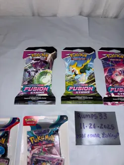 Pokemon Sword & Shield - Fusion Strike Pack Art Set 4 Sleeved Boosters + Lot - Image 2
