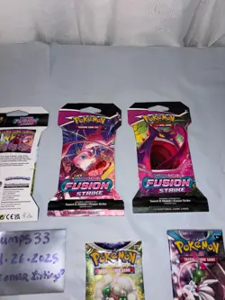 Pokemon Sword & Shield - Fusion Strike Pack Art Set 4 Sleeved Boosters + Lot - Image 4