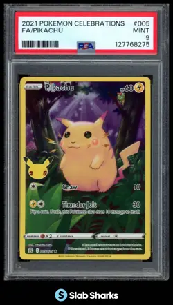 2021 POKEMON SWORD & SHIELD CELEBRATIONS #005/025 PIKACHU FULL ART HOLO PSA 9 - Image 1