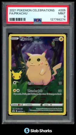 2021 POKEMON SWORD & SHIELD CELEBRATIONS #005/025 PIKACHU FULL ART HOLO PSA 9 - Image 1