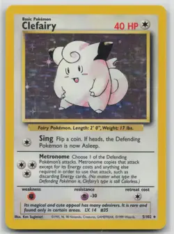 Pokemon Card Clefairy Holo Rare Base Set 005/102 LP - Image 1