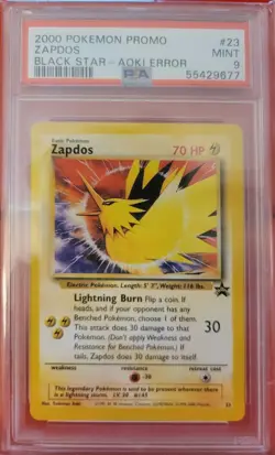 Zapdos PSA 9 Black Star Promo 23 Aoki Error Pokemon Card Mint - Image 1