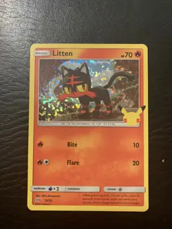 2021 Pokemon Litten Holo 15/25 Card McDonalds 25th Anniversary Promo Holographic - Image 1
