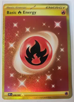 Pokemon Cards Fire Energy 230/197 Gold Secret Rare Obsidian Flames - (NM) - Image 1