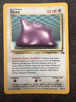 Ditto 3/62 Holo Rare Fossil Pokemon Card NM - Image 1