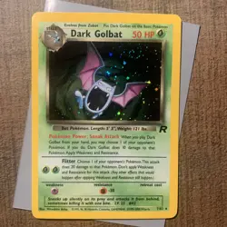 2000 Pokemon DARK GOLBAT Team Rocket HOLO RARE Unlimited Edition Card 7/82 SWIRL - Image 1