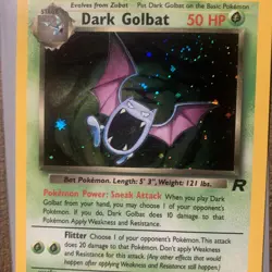 2000 Pokemon DARK GOLBAT Team Rocket HOLO RARE Unlimited Edition Card 7/82 SWIRL - Image 5
