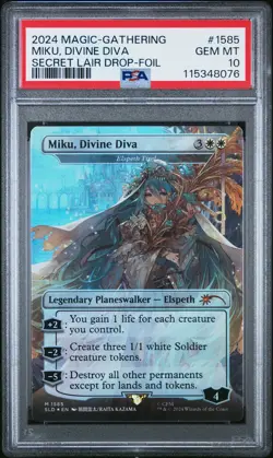 2024 MTG SECRET LAIR DROP FOIL #1585 MIKU, DIVINE DIVA PSA 10 - Image 1
