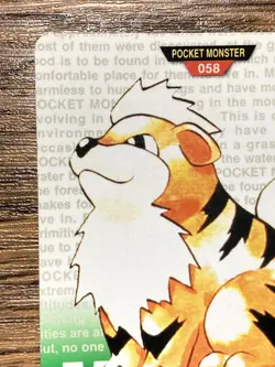 Pokemon Carddass Card Growlithe No.58 Bandai Pocket Monsters Green ver. 1996 - Image 3