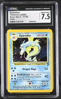 CGC 7.5 Gyarados 2000 Base Set 2 7/130 Holo Pokemon Card - Image 1