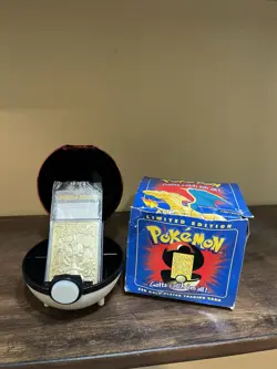 1999 Burger King Gold Plated Pokemon Charizard card 23k Pokeball With Box - Image 1