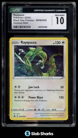 2020 POKEMON SW&SH BLACK STAR PROMOS #SWSH029 RAYQUAZA COSMOS HOLO CGC 10 - Image 1