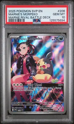 2025 POKEMON SVP EN-SV BLACK STAR PROMO #206 MARNIE'S MORPEKO PSA 10 - Image 1