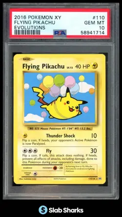 2016 POKEMON XY EVOLUTIONS #110/108 FLYING PIKACHU PSA 10 - Image 1