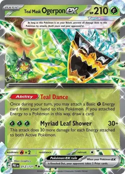 Pokemon TCG Teal Mask Ogerpon ex Prismatic Evolutions 012/131 Holo Double Rare - Image 1