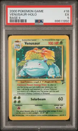 Pokemon TCG Venusaur Base Set 2 Holo Rare PSA 5 EX - Image 1