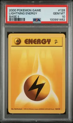 Lightning Energy - 128/130 Base II - WOTC Ultd - Pokemon TCG - PSA 10 GEM MINT - Image 1