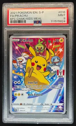 2021 Pokemon Indonesia Promo Pikachu Holo KFC Chaki Kids Meal #016/S-P PSA 9 - Image 1