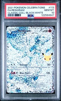 Pokemon Reshiram 113/114 Celebrations: Classic Collection PSA 10 GEM MINT - Image 1