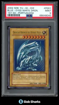 2002 SDK YU-GI-OH! PORTUGUESE #DIK-P001 BLUE EYES WHITE DRAGON 1ST EDITION PSA 9 - Image 1