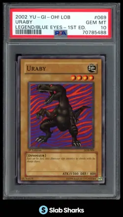 2002 YU-GI-OH! #LOB-069 ENGLISH URABY 1ST EDTION GEM MINT PSA 10 - Image 1