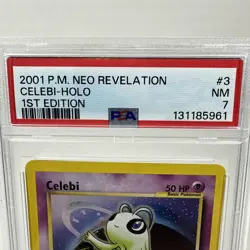 CELEBI 3/64 1st Edition Neo Revelation Holo Rare 2001 Pokemon Card PSA 7 - Image 2