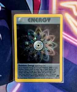 Rainbow Energy Holo Rare 17/82 Unlimited Team Rocket Holo Card NM/M Condition - Image 1