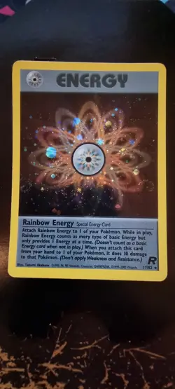 Rainbow Energy Holo Rare 17/82 Unlimited Team Rocket Holo Card NM/M Condition - Image 3