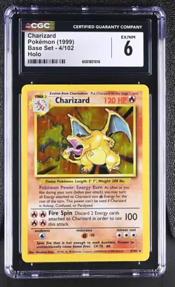 CGC 6 Charizard 1999 Base Set 4/102 Holo Pokemon Card - Image 1