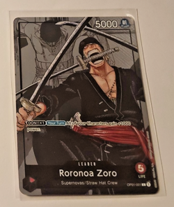One Piece Card Game Carte Leader Holo Roronoa Zoro OP01-001 Alt English Mint - Image 1