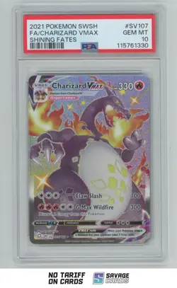 2021 Pokemon SWSH Shining Fates Full Art Charizard VMAX PSA 10 #SV107/SV122 - Image 1