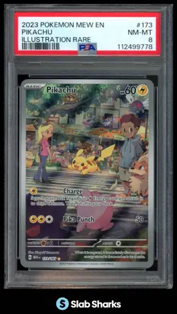 2023 POKEMON SCARLET & VIOLET MEW 151 EN 173/165 PIKACHU ILLUSTRATION RARE PSA 8 - Image 1