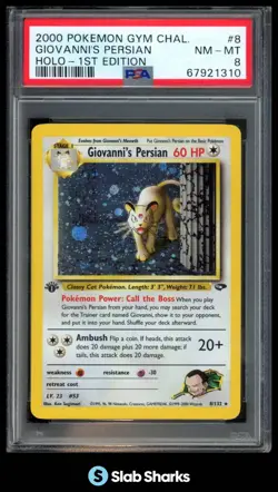 2000 POKEMON GYM CHALLENGE 1ST EDITION #8/132 GIOVANNI'S PERSIAN HOLO PSA 8 - Image 1