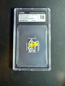 2022 Pokemon Center Flake Seals Pretend Boss Pikachu Team Skull CGC 10 - Image 1