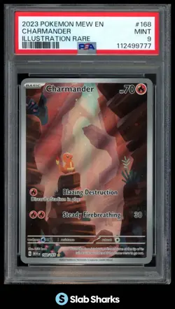 2023 POKEMON SCARLET & VIOLET 151 #168/165 CHARMANDER ILLUSTRATION RARE PSA 9 - Image 1