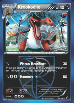 Krookodile (Team Plasma) 70/116 Rare Plasma Freeze Lightly Played Pokemon Card - Image 1